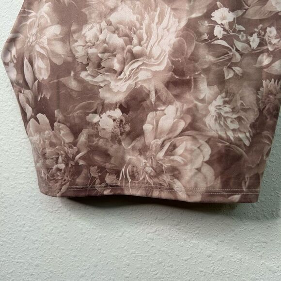 Athleta A-C Conscious Crop Top Floral Rose Print Pink Beige Size Small - Picture 3 of 11